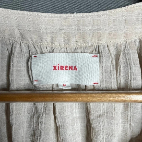 Xirena Farrah Peasant Top Opal Cream Check Size M - Picture 7 of 9